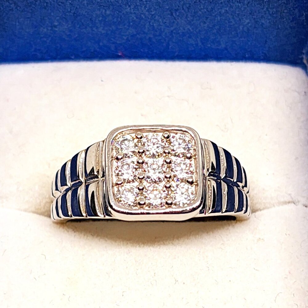 Men's Moissanite ring in Platinum over 925 Sterling Silver sz 12 1.00 ct